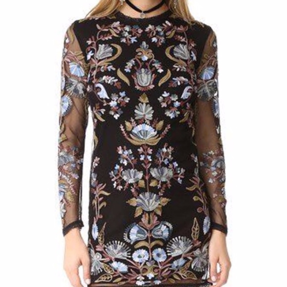 Free People Backless Embroidered Dress